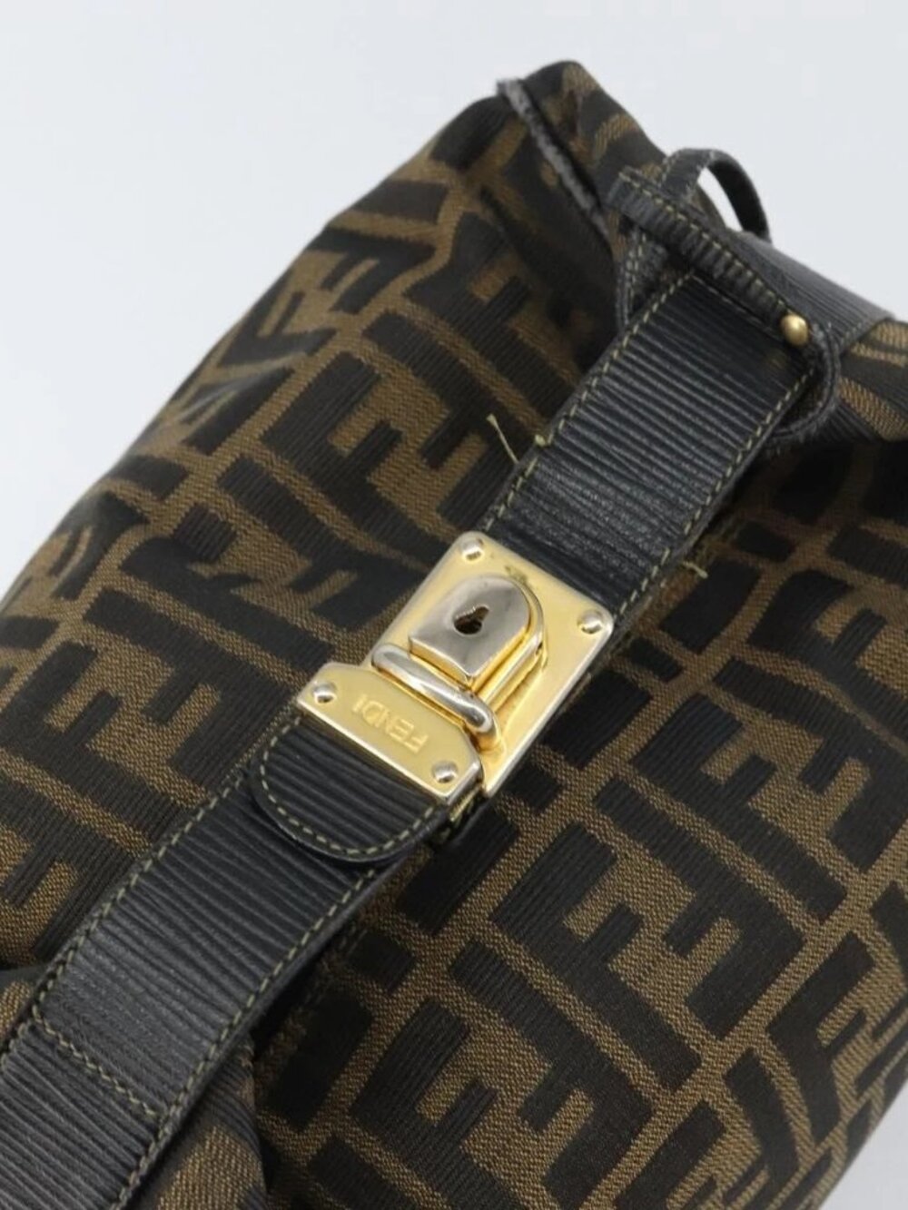 FENDI Zucca Canvas Vanity Bag Black Brown Auth 158112 - Picture 8 of 16